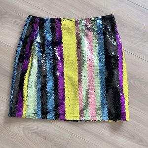 DO+BE Multicolor Sequin Striped Mini Skirt